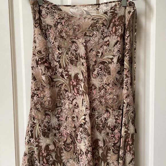 Cato pink and brown flowered wrap skirt, size large - Picture 1 of 6